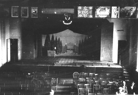 The assembly hall and stage<br>
