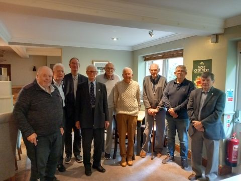At the Beefeater on 13 6 2024<br>L to R: OTT92 Dennis Pocock (W), )T347 Doi Evans (N), OTT365 Trevor Olney (W), OT387 Bertie Bassett (E), OT278 Tony Forward (E), OT410 Michael Morley (N), OT516 John Sillito (N), OTT517 Andrew Horton (E), )T934 John Young (N).