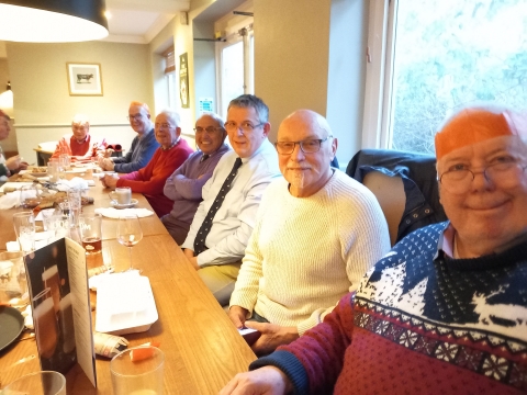 December 14 2023<br>Front to Back -  OTT 92 Dennis Pocock (W), OTT676 Pat Gibbon (T), OTT 517 Andrew Horton (E), OT350 David (Bert) Hibbert (E), David (Doi) Evans (N), Simon White (Peter Trevett's nephew), and on the far end OT 170 Peter Trevett (N).