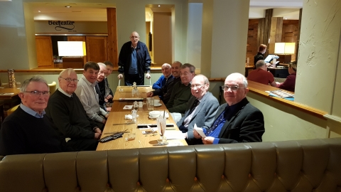 15 February 2019 at the Beefeater, Parkway, Guildford.<br>Presided over by Angus Palmer, Tony Forward managed to call in on his crutches just to say hello.  Present were Roger Holroyd 103, David Jones 104, Peter Trevett 170, Ian Cope 254, Seth Jee 309, Angus Palmer 330, David Evans 347, David Hibbert 350, Terry Nagle 464 and John Young 934.  Apologies were received from M Broberg 200, W Pope 129, A Forward 278, B Coldbreath 297, D Dungate 299, A Delwiche 339, M Bywaters 343, D Bassett 387, D Eade 392, L Olney and M Alison.