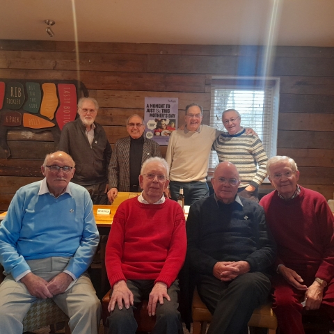 At the Beafeater 23 Feb 2026<br>Back L-R John Shillito OT516 David Hibbert OT350  Roger Neill OT790  Robin Stride OT989 Front L-R Tony Forward OT278  David Evans OT347 Angus Palmer OT330 Michael Morley OT410 ALso present Tony Buckley OT251 but was called away early