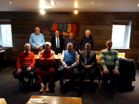28 February 2023 - OT 516 Shillito also attended but had to leave prior to the photo being taken.<br>Left to right: Standing  OT278 Forward (E), 330 Palmer (E), 350 Hibbert (E), 103 Holroyd (W).  Sitting 347 Evans (N), 410 Morley (N), 251 Buckley (E), 934 Young (N), OTT 365 Olney (W).