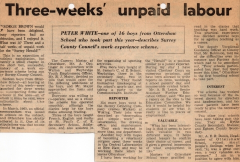Three weeks unpaid labour<br>