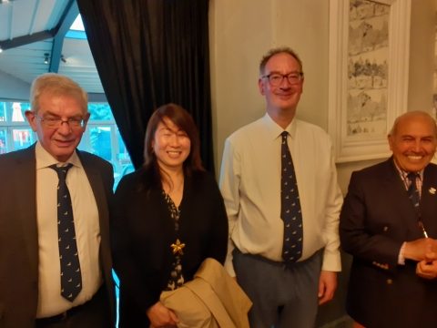 Stephen Turner OT922 with his wife Xiaoyu, Trevor Olney OTT365 and David (Bert) Hibbert OT350<br>