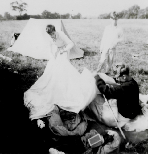Danny Stone being attacked by a malevolent tent<br>Photo supplied by Chris Wade