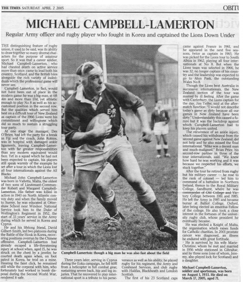 Campbell Lamerton Obituary<br>From the Times