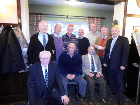 Our Christmas get together in 2016<br>Standing L to R: David Dungate, Wally Pope, Roger Holroyd, David Jones, Tony Forward, Michael Morley and Anthony Delwiche.  Below and seated L to R: Michael Carter, Peter Jones and Michael Bywaters