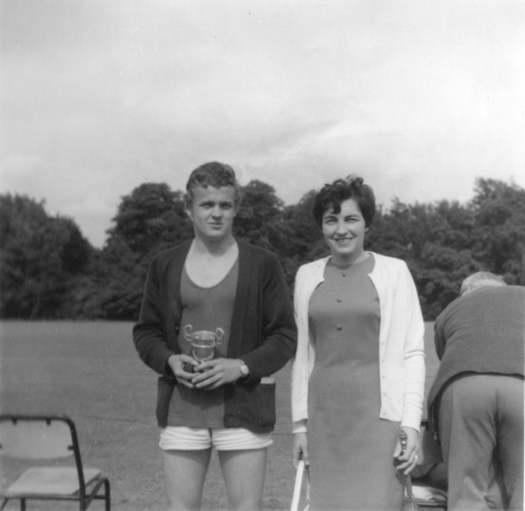 Malcolm Alison OTT742 with his mum after winning the Colin Smith mile in the summer term of 1968.<br>