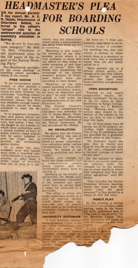 Headmaster's plea for boarding schools<br>