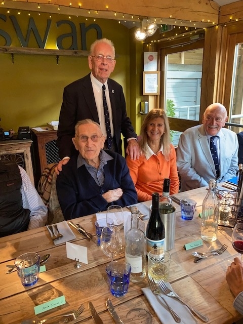 Tom Weston, David Evans, Anna Allan (nee Weston), Peter Jones !<br>Sunday  28th November with Tom Weston and Old Boys at “The Swan Inn”, Hanley Swan. Worcester. Organised by Tom’s daughter, Anna Allan.