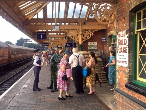 At Sheringham Station with Pat<br>