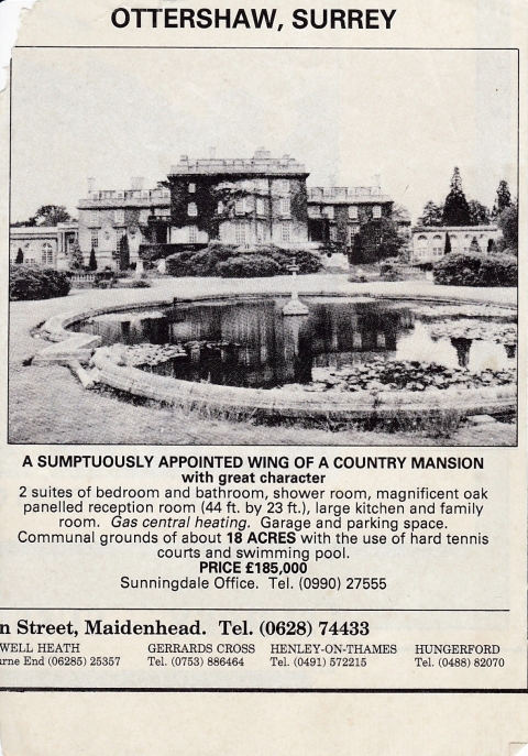 Advert for an apartment for sale supplied by George Hutton<br>