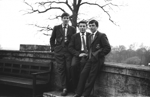 With Raymond Noseda (right) with Terry Earling (centre). Photo © Mike Leggett (OT493) <br>Raymond Noseda (right) with Terry Earling (C). Both from West Ham  from where the headmaster frequently recruited a proportion of each year’s intake. Terry was a mentor appointed to introduce me as a new boy in 1956. He and Raymond, fashion conscious, sported the Windsor knot in their ties and had their trousers turnips trimmed to the minimum 15 inches allowed by the school rules. Most of my year came from middle class families from Surrey. My family was in various postings in the north, midlands and Scotland.