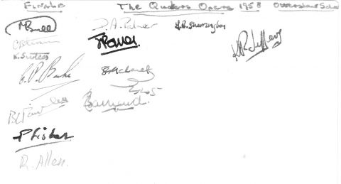 Cast signatures from The Quaker's Opera 1958<br>© Mike Leggett