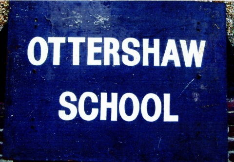 The old gate sign<br>Found discarded after the school had closed
